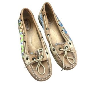 Sperry Floral Tan Boat Shoes